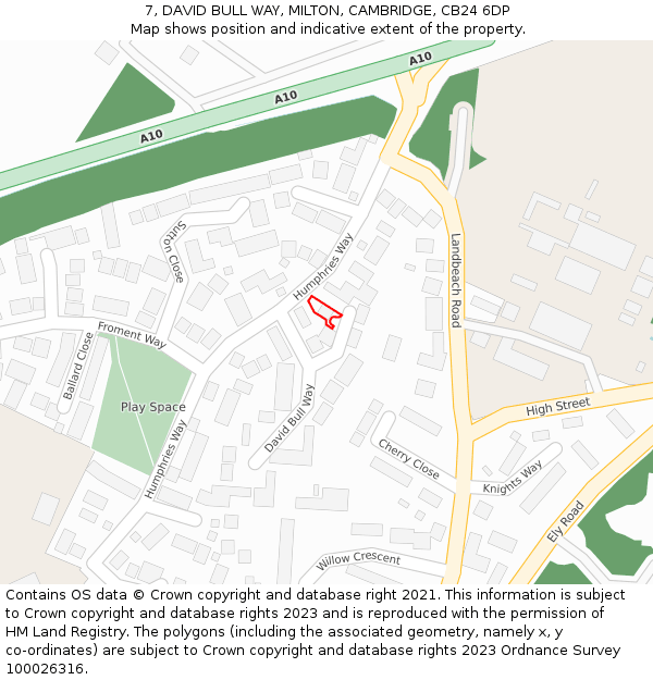 7, DAVID BULL WAY, MILTON, CAMBRIDGE, CB24 6DP: Location map and indicative extent of plot