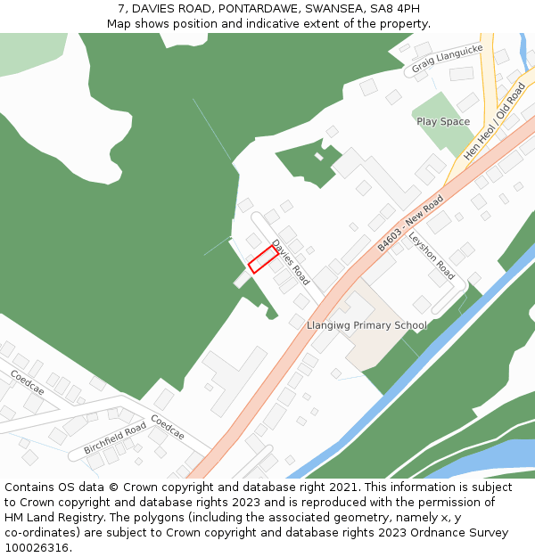 7, DAVIES ROAD, PONTARDAWE, SWANSEA, SA8 4PH: Location map and indicative extent of plot