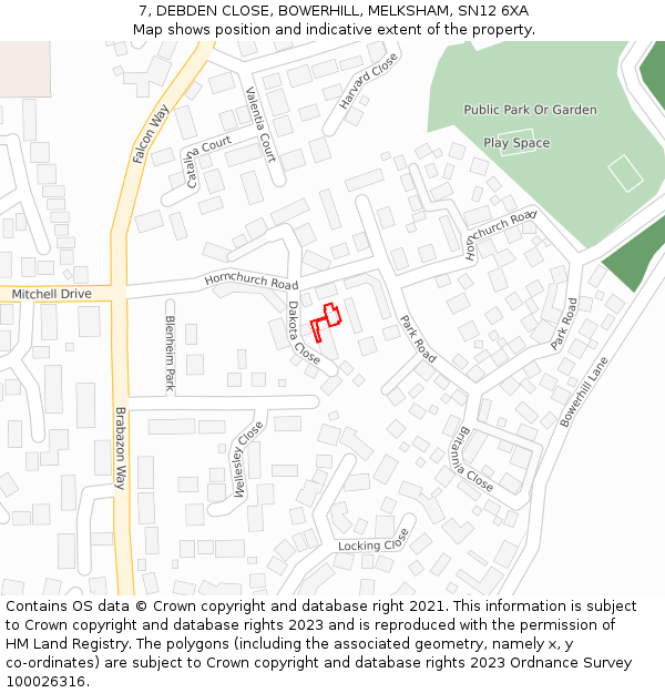 7, DEBDEN CLOSE, BOWERHILL, MELKSHAM, SN12 6XA: Location map and indicative extent of plot