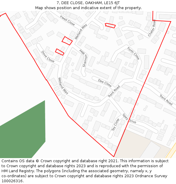 7, DEE CLOSE, OAKHAM, LE15 6JT: Location map and indicative extent of plot