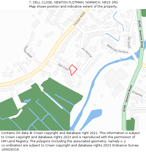 7, DELL CLOSE, NEWTON FLOTMAN, NORWICH, NR15 1RG: Location map and indicative extent of plot