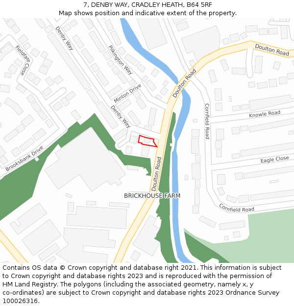 7, DENBY WAY, CRADLEY HEATH, B64 5RF: Location map and indicative extent of plot