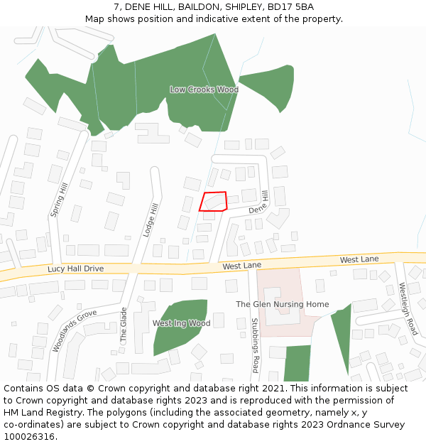 7, DENE HILL, BAILDON, SHIPLEY, BD17 5BA: Location map and indicative extent of plot