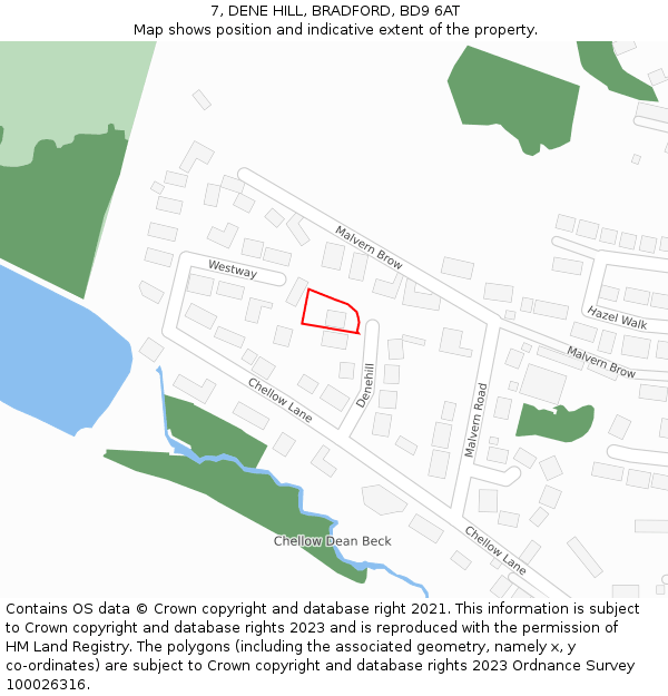 7, DENE HILL, BRADFORD, BD9 6AT: Location map and indicative extent of plot