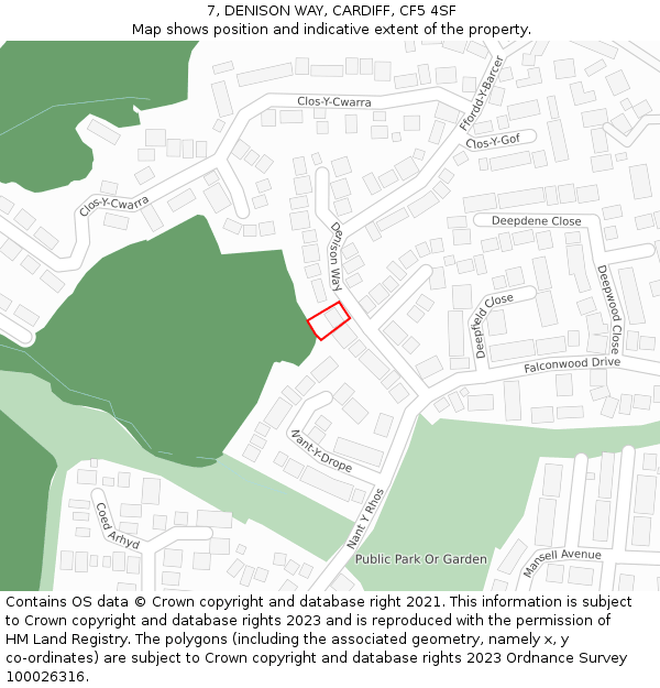 7, DENISON WAY, CARDIFF, CF5 4SF: Location map and indicative extent of plot