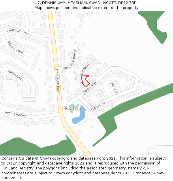 7, DENNIS WAY, MEASHAM, SWADLINCOTE, DE12 7BP: Location map and indicative extent of plot