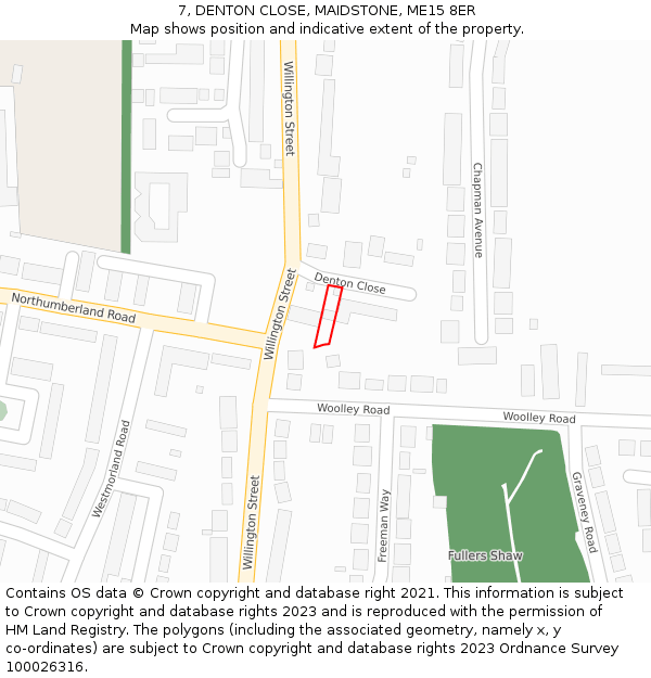 7, DENTON CLOSE, MAIDSTONE, ME15 8ER: Location map and indicative extent of plot