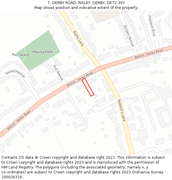 7, DERBY ROAD, RISLEY, DERBY, DE72 3SY: Location map and indicative extent of plot