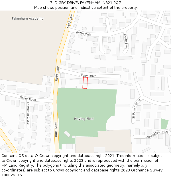 7, DIGBY DRIVE, FAKENHAM, NR21 9QZ: Location map and indicative extent of plot