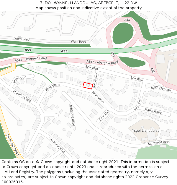 7, DOL WYNNE, LLANDDULAS, ABERGELE, LL22 8JW: Location map and indicative extent of plot