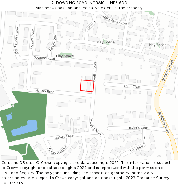 7, DOWDING ROAD, NORWICH, NR6 6DD: Location map and indicative extent of plot