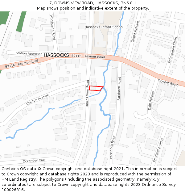 7, DOWNS VIEW ROAD, HASSOCKS, BN6 8HJ: Location map and indicative extent of plot