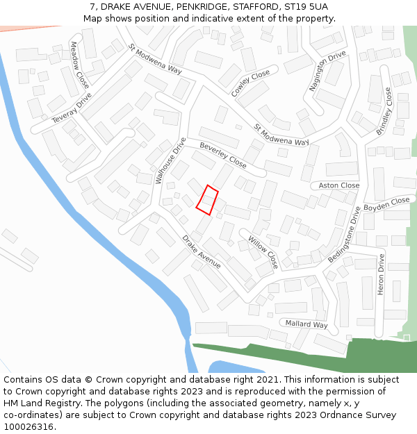 7, DRAKE AVENUE, PENKRIDGE, STAFFORD, ST19 5UA: Location map and indicative extent of plot