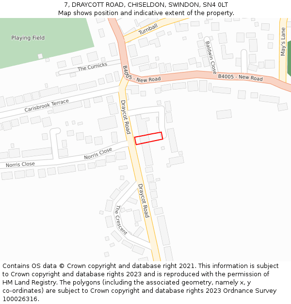 7, DRAYCOTT ROAD, CHISELDON, SWINDON, SN4 0LT: Location map and indicative extent of plot