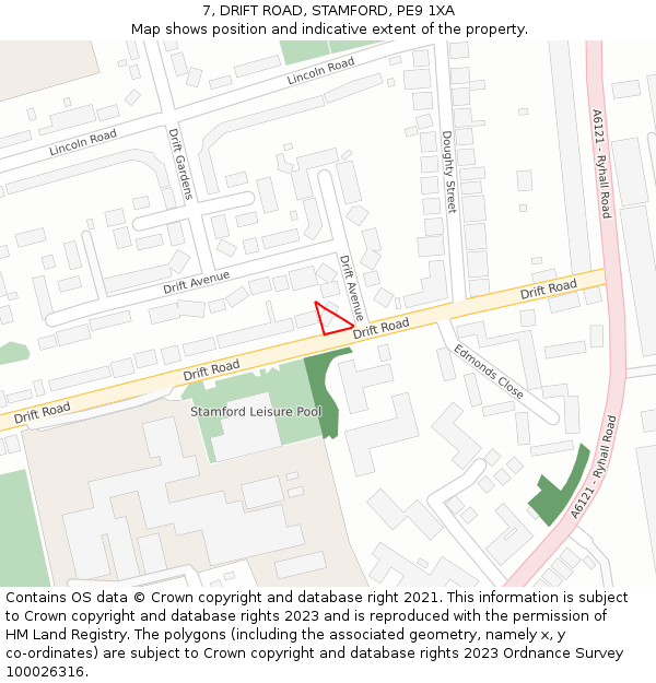 7, DRIFT ROAD, STAMFORD, PE9 1XA: Location map and indicative extent of plot