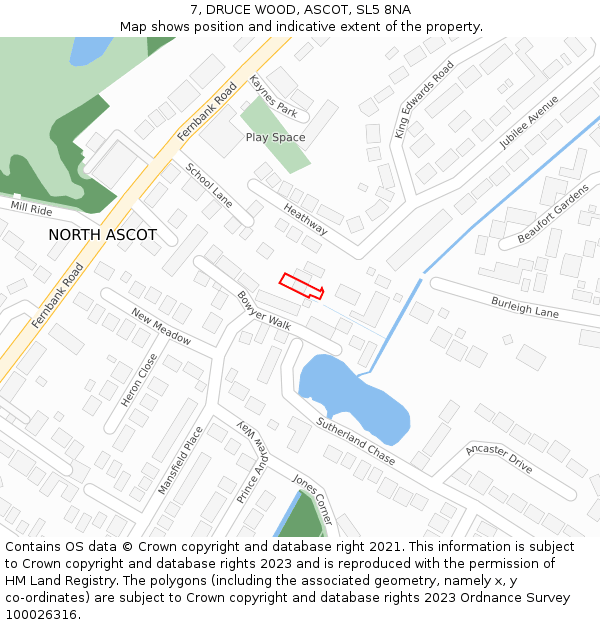 7, DRUCE WOOD, ASCOT, SL5 8NA: Location map and indicative extent of plot