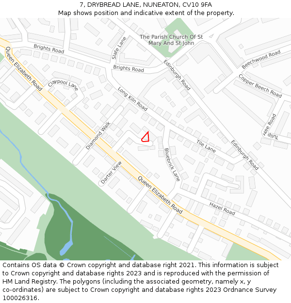 7, DRYBREAD LANE, NUNEATON, CV10 9FA: Location map and indicative extent of plot