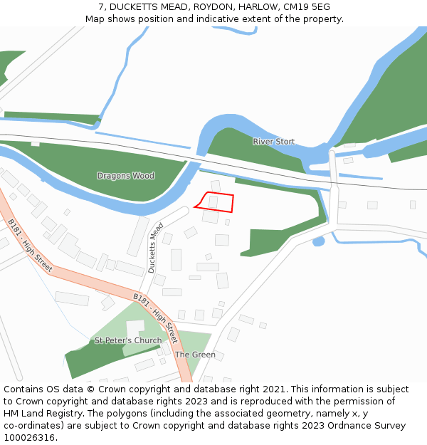 7, DUCKETTS MEAD, ROYDON, HARLOW, CM19 5EG: Location map and indicative extent of plot