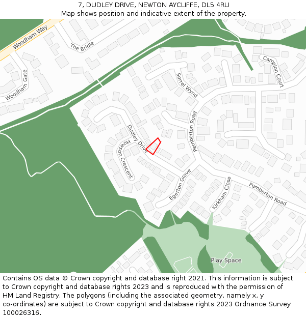 7, DUDLEY DRIVE, NEWTON AYCLIFFE, DL5 4RU: Location map and indicative extent of plot