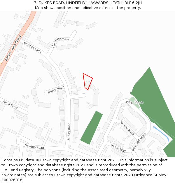 7, DUKES ROAD, LINDFIELD, HAYWARDS HEATH, RH16 2JH: Location map and indicative extent of plot