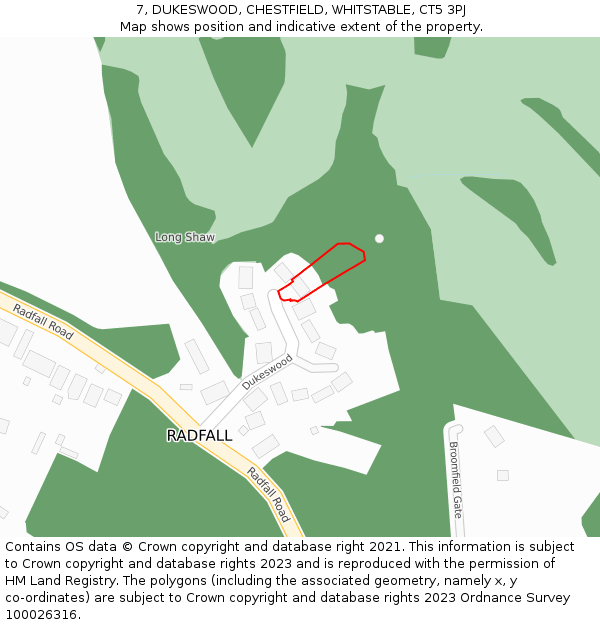 7, DUKESWOOD, CHESTFIELD, WHITSTABLE, CT5 3PJ: Location map and indicative extent of plot