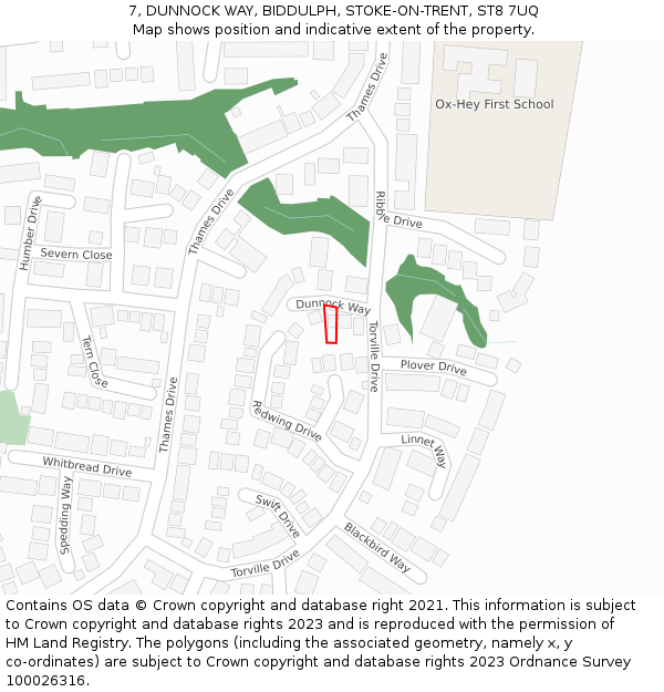 7, DUNNOCK WAY, BIDDULPH, STOKE-ON-TRENT, ST8 7UQ: Location map and indicative extent of plot
