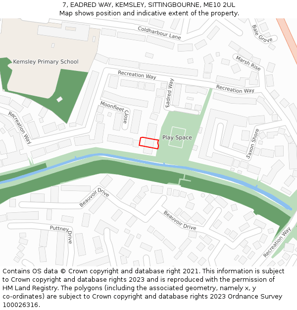 7, EADRED WAY, KEMSLEY, SITTINGBOURNE, ME10 2UL: Location map and indicative extent of plot