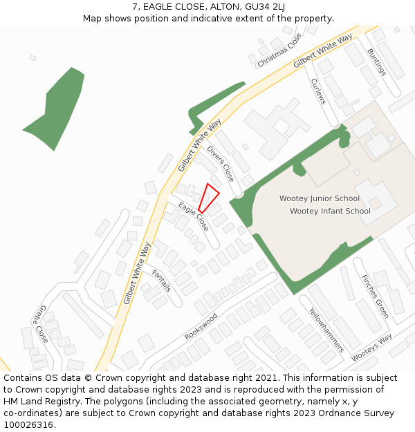 7, EAGLE CLOSE, ALTON, GU34 2LJ: Location map and indicative extent of plot