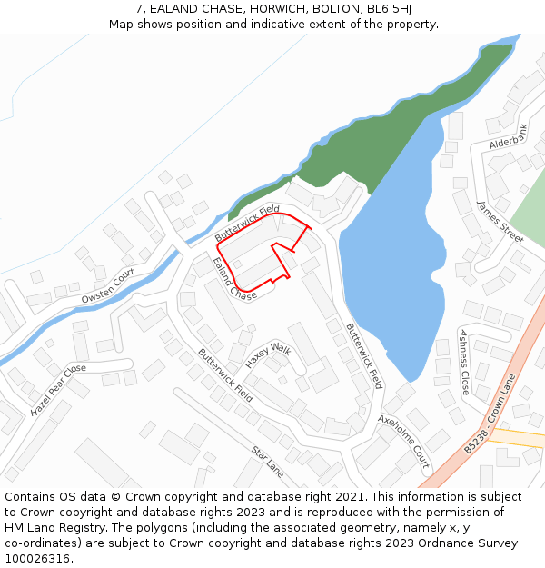 7, EALAND CHASE, HORWICH, BOLTON, BL6 5HJ: Location map and indicative extent of plot