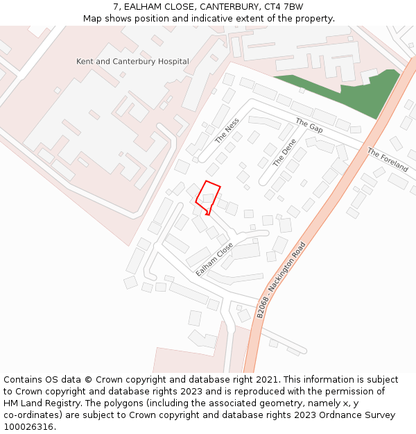 7, EALHAM CLOSE, CANTERBURY, CT4 7BW: Location map and indicative extent of plot