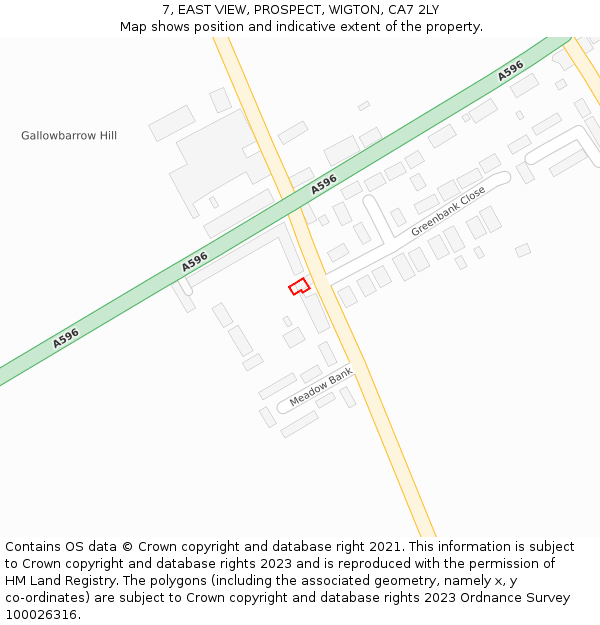 7, EAST VIEW, PROSPECT, WIGTON, CA7 2LY: Location map and indicative extent of plot