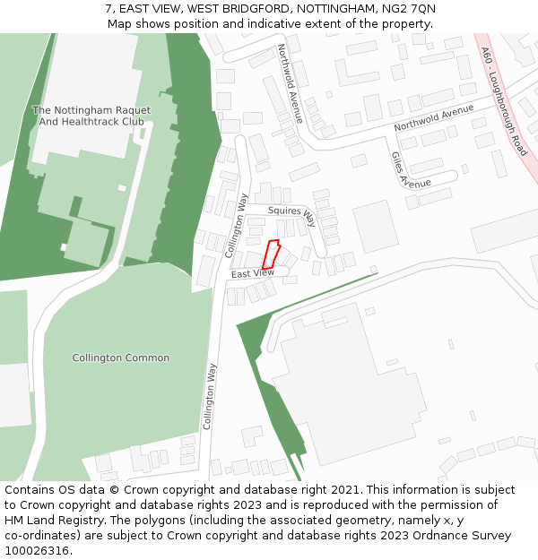 7, EAST VIEW, WEST BRIDGFORD, NOTTINGHAM, NG2 7QN: Location map and indicative extent of plot