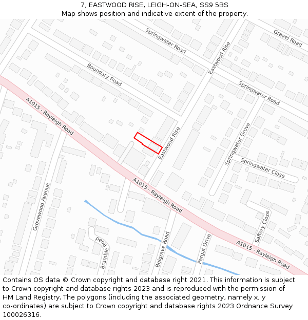 7, EASTWOOD RISE, LEIGH-ON-SEA, SS9 5BS: Location map and indicative extent of plot