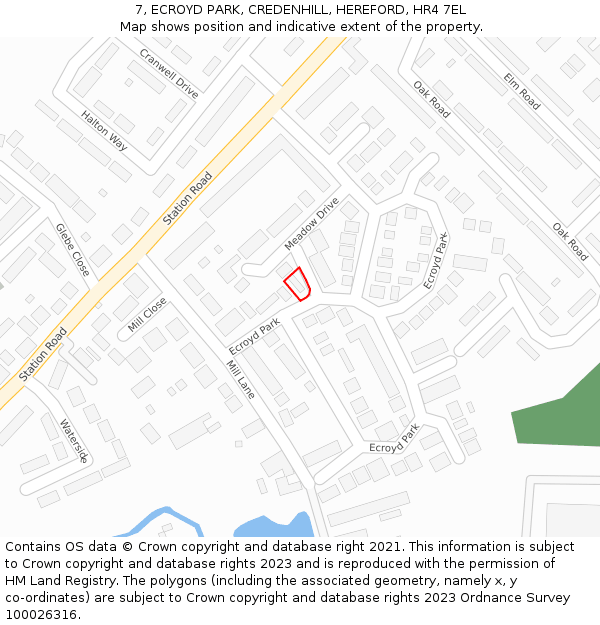 7, ECROYD PARK, CREDENHILL, HEREFORD, HR4 7EL: Location map and indicative extent of plot