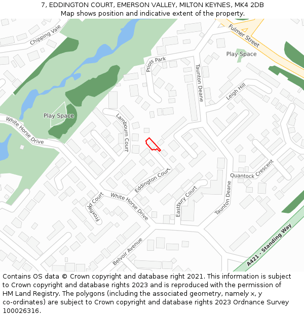 7, EDDINGTON COURT, EMERSON VALLEY, MILTON KEYNES, MK4 2DB: Location map and indicative extent of plot