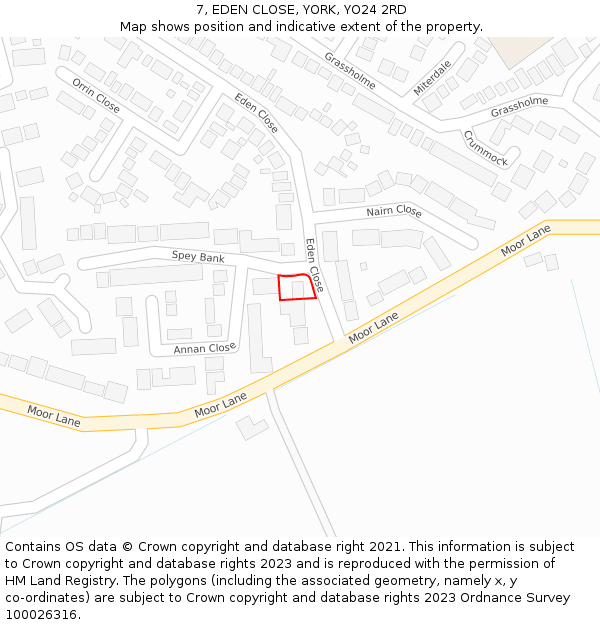 7, EDEN CLOSE, YORK, YO24 2RD: Location map and indicative extent of plot