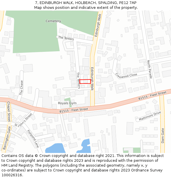 7, EDINBURGH WALK, HOLBEACH, SPALDING, PE12 7AP: Location map and indicative extent of plot