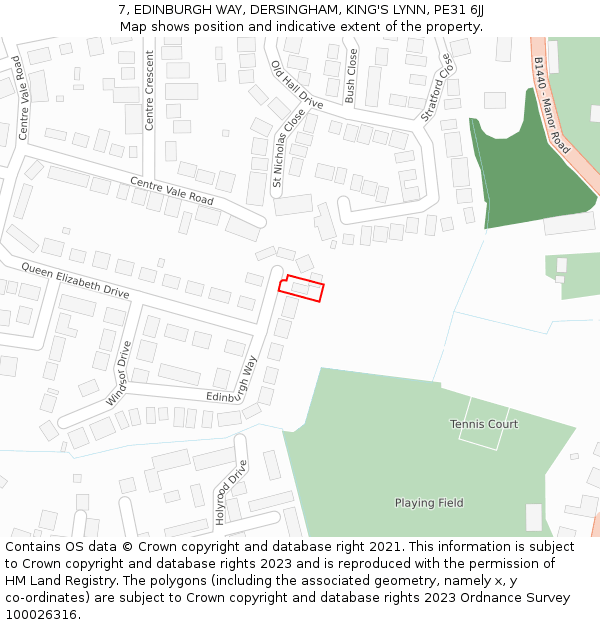 7, EDINBURGH WAY, DERSINGHAM, KING'S LYNN, PE31 6JJ: Location map and indicative extent of plot