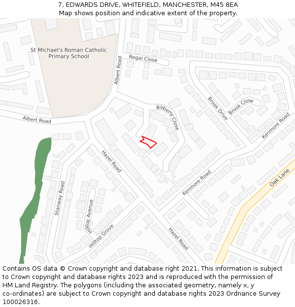 7, EDWARDS DRIVE, WHITEFIELD, MANCHESTER, M45 8EA: Location map and indicative extent of plot