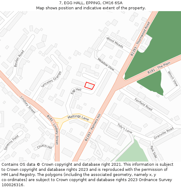 7, EGG HALL, EPPING, CM16 6SA: Location map and indicative extent of plot