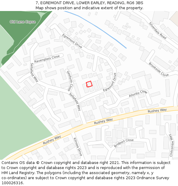 7, EGREMONT DRIVE, LOWER EARLEY, READING, RG6 3BS: Location map and indicative extent of plot