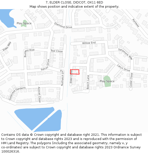 7, ELDER CLOSE, DIDCOT, OX11 6ED: Location map and indicative extent of plot
