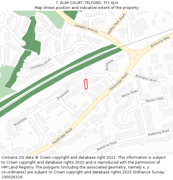 7, ELIM COURT, TELFORD, TF1 6LN: Location map and indicative extent of plot