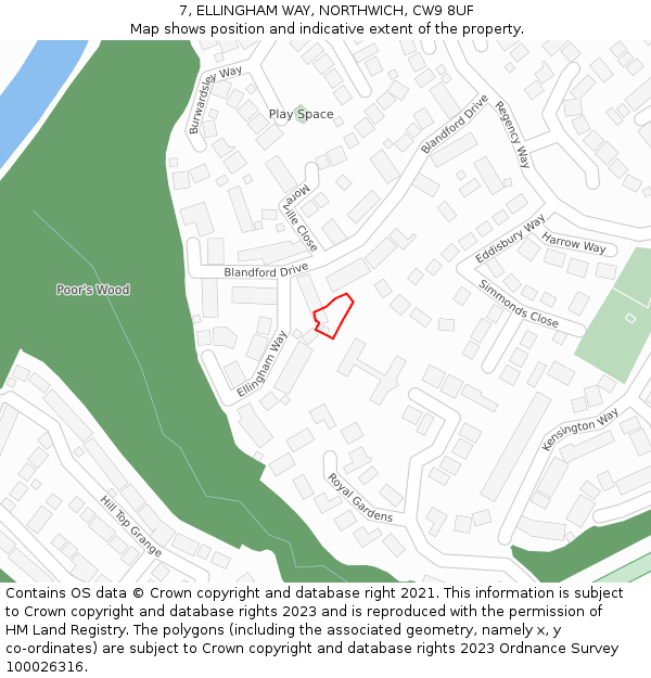 7, ELLINGHAM WAY, NORTHWICH, CW9 8UF: Location map and indicative extent of plot