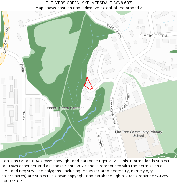 7, ELMERS GREEN, SKELMERSDALE, WN8 6RZ: Location map and indicative extent of plot