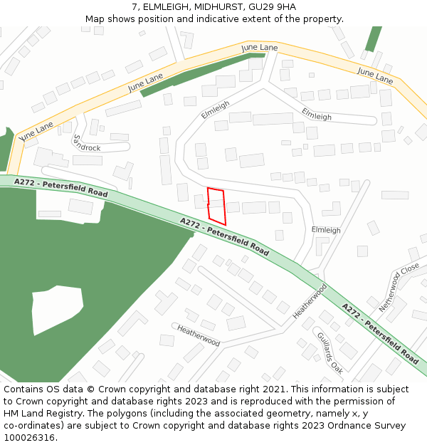 7, ELMLEIGH, MIDHURST, GU29 9HA: Location map and indicative extent of plot