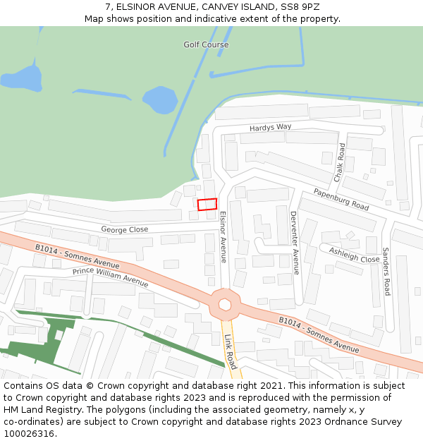 7, ELSINOR AVENUE, CANVEY ISLAND, SS8 9PZ: Location map and indicative extent of plot