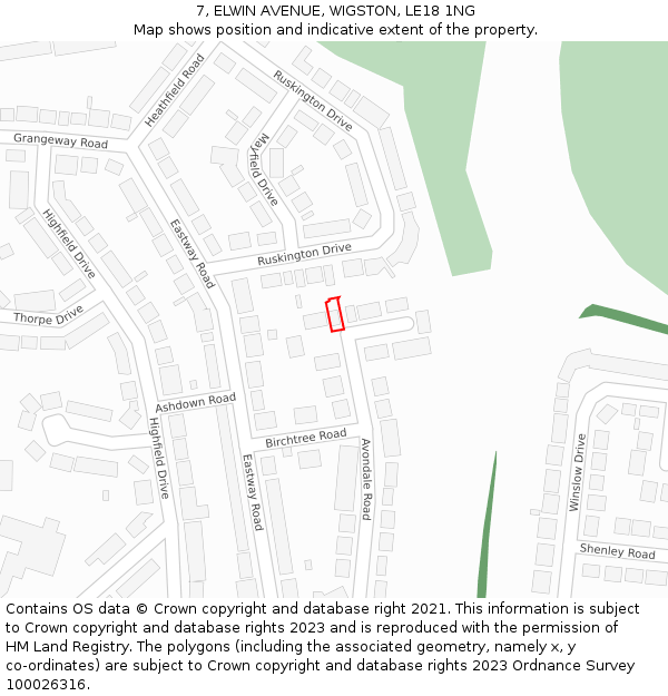 7, ELWIN AVENUE, WIGSTON, LE18 1NG: Location map and indicative extent of plot