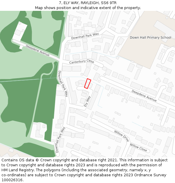 7, ELY WAY, RAYLEIGH, SS6 9TR: Location map and indicative extent of plot