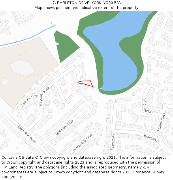 7, EMBLETON DRIVE, YORK, YO30 5FA: Location map and indicative extent of plot